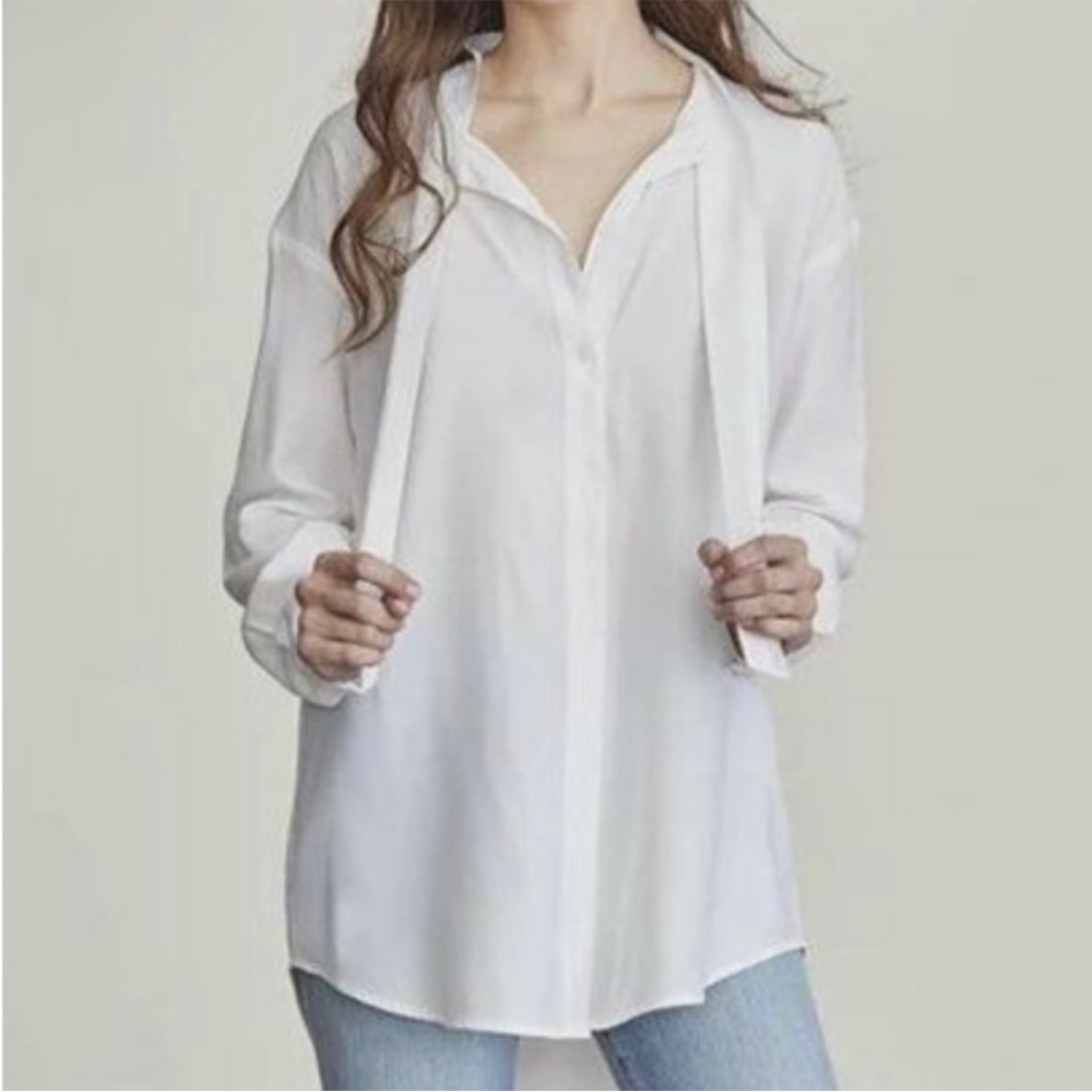 ELIZABETH AND JAMES White Button Down Hi-Low Shirt